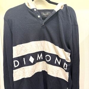 Diamond Supply Co. Lightweight Hoodie, Button-Up Waffle Knit Henley, Size Small